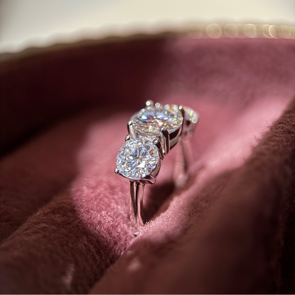 925 Sterling Silver Trinity Three-Stone Moissanite Ring 4ctw - Picture 5 of 8